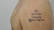 Spanish police tracked the suspect down to the beach area of Catalonia and arrested him. On his upper arm was a horrifying tattoo with the dead woman’s name, birth date, possible death date of Oct.  and the line, “Thanks for everything.”